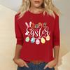 Women's Fashion Casual Seven Sleeve Valentine's Day Printed Pullover Top