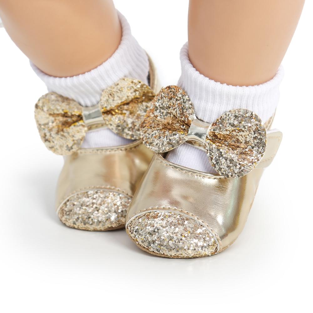 Infant Baby Girls Soft Sole Bowknot Princess Wedding Dress Mary Flats Prewalker Newborn Baby Sneaker Shoes 0-18M