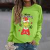 Women's Fashion Casual Long Sleeve Solid Color Christmas Printed Round Neck Top Sweatshirt