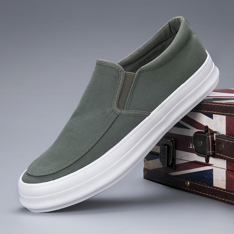 Весенняя мужская обувь в корейском стиле Модная обувь Дышащая парусиновая обувь Универсальная повседневная обувь Ленивая обувь Туфли на толстой подошве