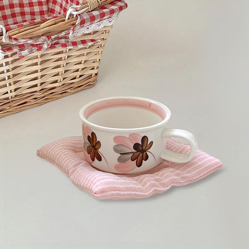 14x14см Хлопковая Противоскользящая Ткань Разные Цвета Квадратной Формы Многофункциональная Полосатая Подставка Домашний Декор для Стола Аксессуары