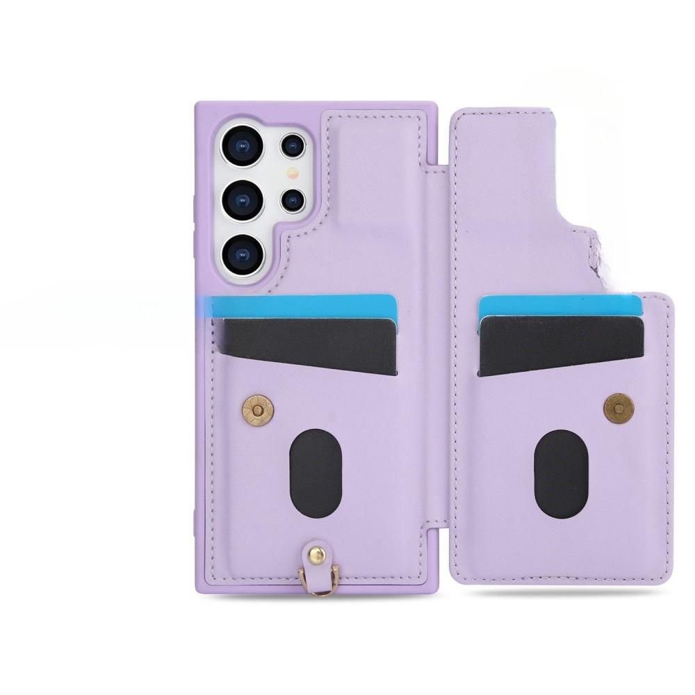 Samsung Galaxy S24 Ultra Leather Flower Card Slot Case, Purple