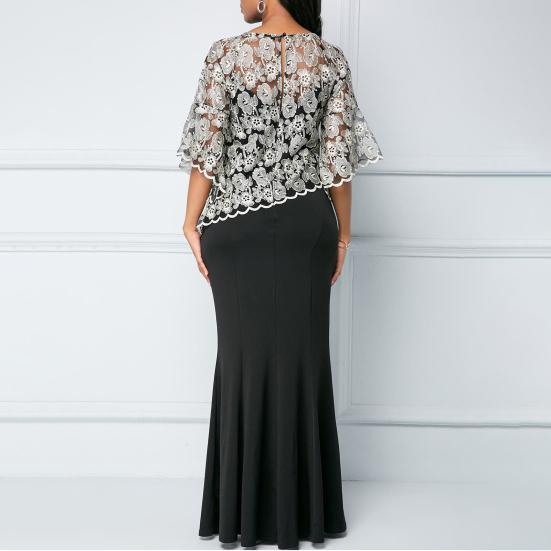 Леди Нижние Юбки Плюс Размер Вечернее Платье Кружева Лоскутное Женское Платье С Оборками Прозрачное Платье для Вечеринки