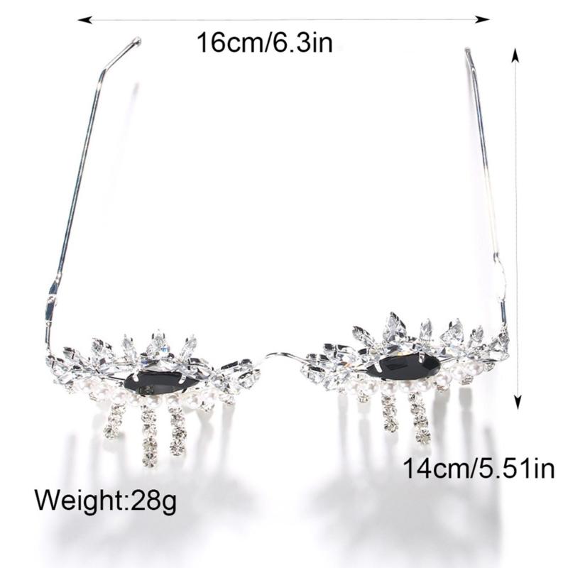 Trendy Eyeglass Frame with Exquisite Diamong Inlay Face Jewelry Accessories Unique Frameless Style Adornment for Women
