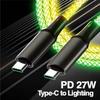 3in1 LED RGB Light Gradual Lighting Pure Copper USB Type-C Fast Charging Data Transfer Braided Shielding 4ft Cord CE/FCC
