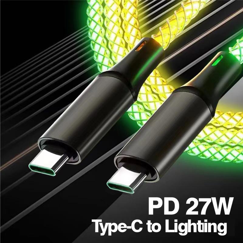 3in1 LED RGB Light Gradual Lighting Pure Copper USB Type-C Fast Charging Data Transfer Braided Shielding 4ft Cord CE/FCC