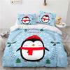 3d Cartoon Cute Christmas Penguins Printed Bedding Set Duvet Cover with Pillowcase Single Twin Double Queen King Size Bed Linen
