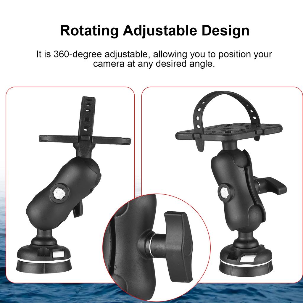 Kayak Camera Mount Fish Finder Mount with 360 Degree Rotation Ball Joint Action Camera Holder for Boat Kayak Fish Finder Holder