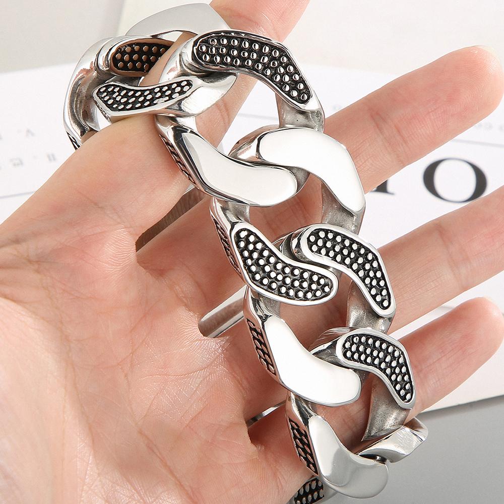 Массивный браслет-цепочка панцирного плетения кубинского типа шириной 30 мм для мужчин, мужские браслеты из нержавеющей стали 316L, панк-рок ювелирные аксессуары для мужчин