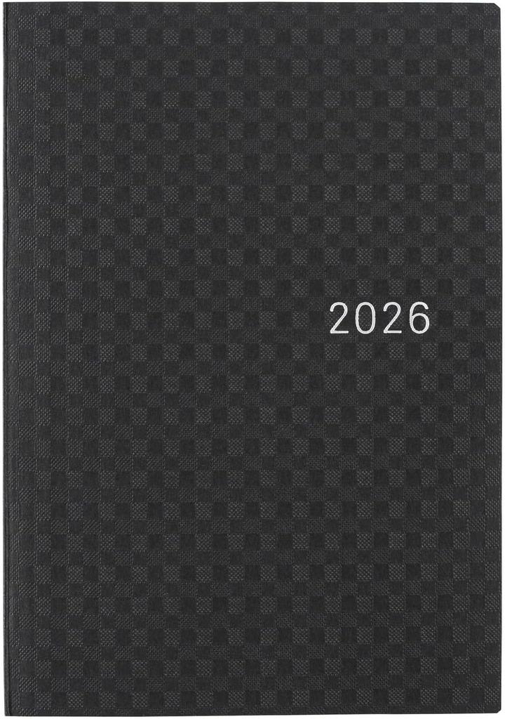 Hobonichi 2026 Hon Английская версия Серия Бумага Черная Клетка A6 1 День 1 Страница 1