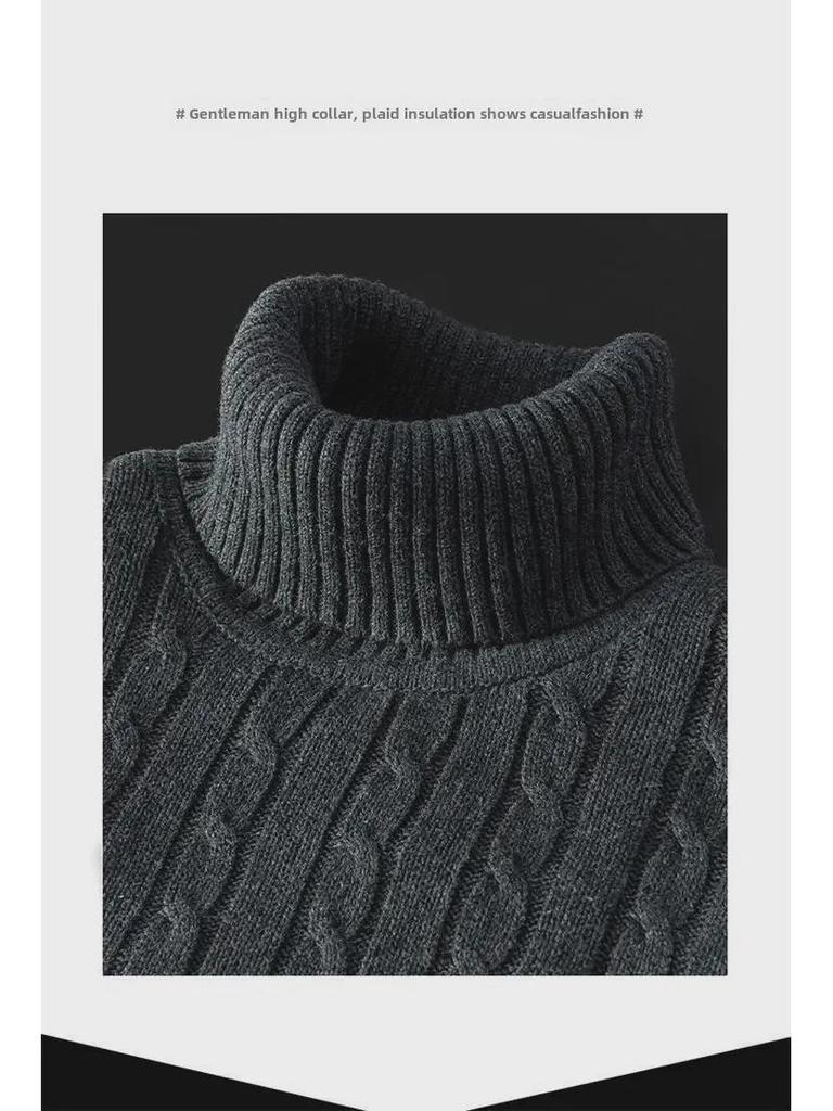 Мужской мягкий хлопковый свитер с высоким воротом и бархатной подкладкой — плотный, теплый и стильный