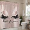 Элегантная шторка для душа с принтом ресниц и блестками "Hello Gorgeous" - Высококачественный полиэстер, Установка без сверления, Машинная стирка