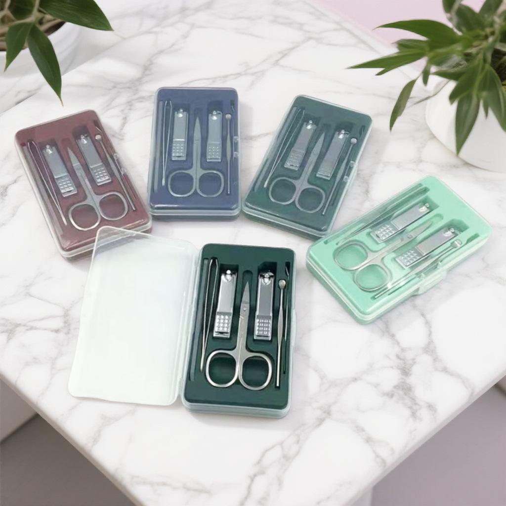7-Piece Manicure Set: Nail Clippers, Scissors, Ear Pick & Tools in Portable Transparent Box