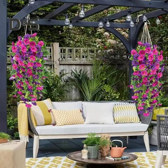 3 шт. подвесной искусственный цветок ипомеи устойчивый к ультрафиолетовому излучению реалистичный искусственный шелковый цветок для свадебной вечеринки в помещении и на открытом воздухе в саду настенный искусственный цветок украшение