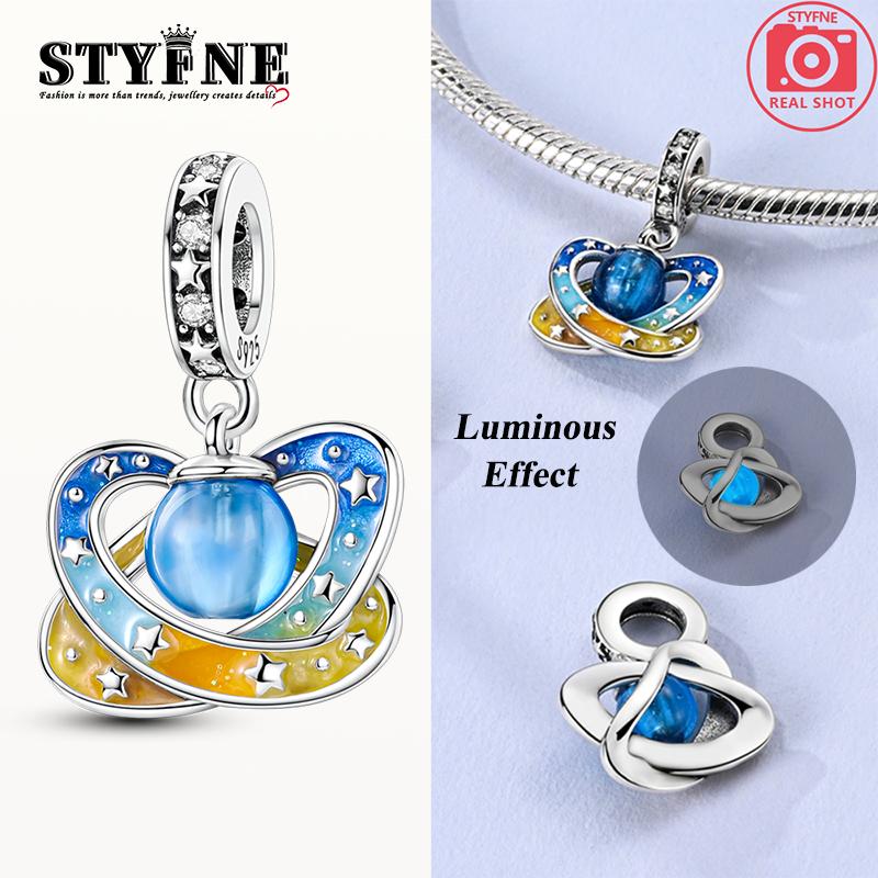 Charms Plata Luminous And Colorful Planet Stars Pendant Fit Original Bracelets Charms For Women Jewelry Diy Making Gifts