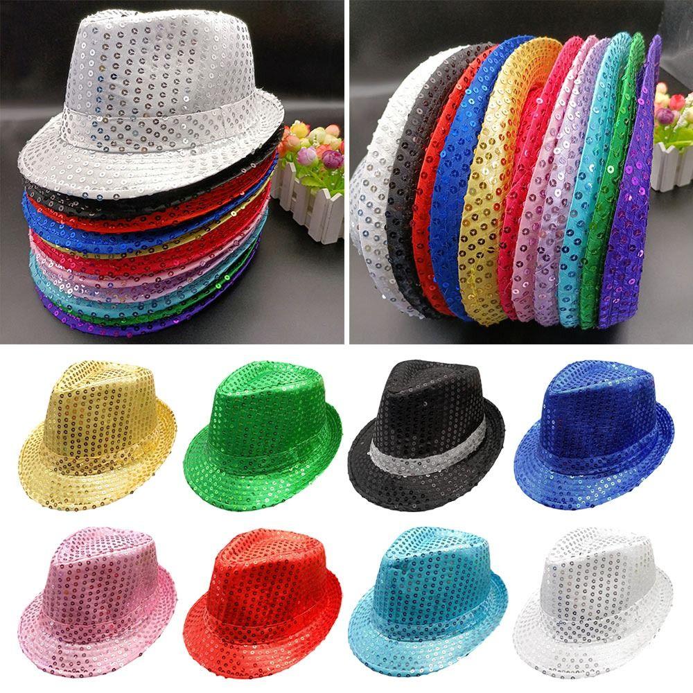 Sequins Panama Cap Shiny Dance Performance Hat Durable Jazz Hat Men Women
