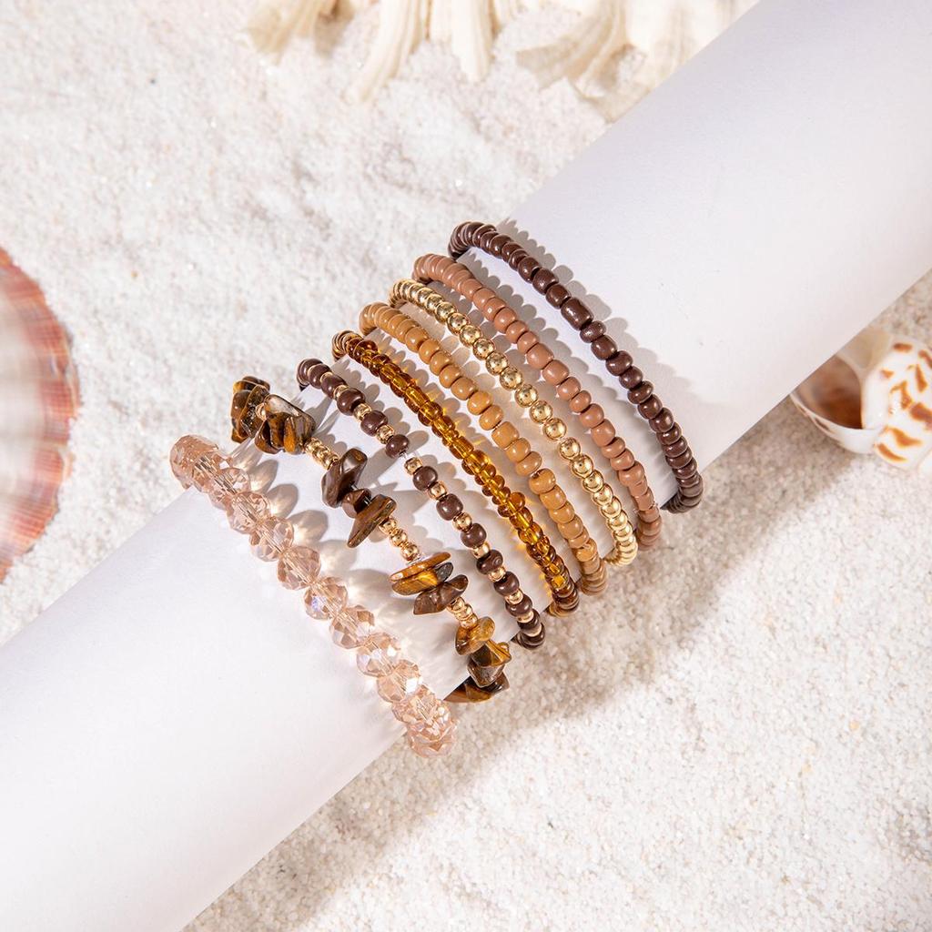 8 шт. Mirad цвет коричневый многокомпонентный набор рисовых бусин браслет для женщин ювелирные изделия персонализированный подходящий браслет