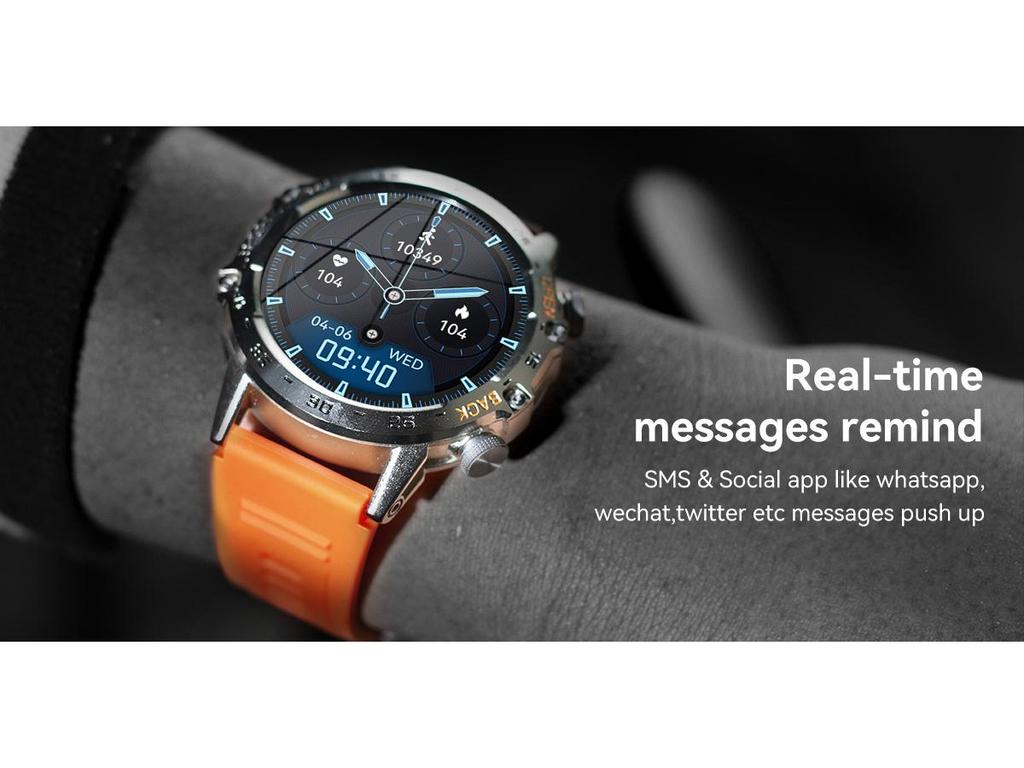 Смарт-часы K52 с Bluetooth-звонками, музыкой, спортивным шагомером, отображением погоды, оповещениями о сообщениях и многофункциональными функциями.