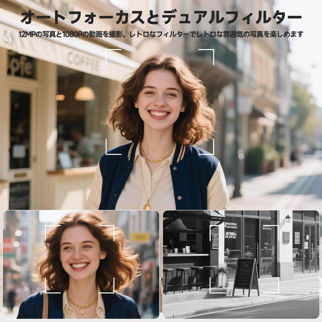 CHUZHAO Vintage Mini Digital Camera with Time Stamp, Portable TLR-Style Retro Point-and-Shoot Compact Pocket 1080P Video 12MP Autofocus Vlogging