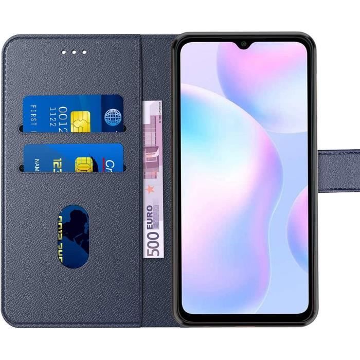 Coque - Redmi - 9A - Bleu Marine - Anti Rayure - Anti Choc - Souple Effet Cuir