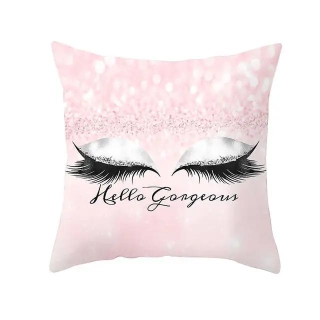 Juste de coussin en polyester avec cils, taie d'oreiller, décoration à la mode, canapé, maison