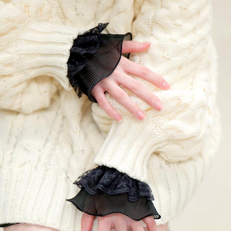 1 пара модных элегантных поддельных рукавов с кружевными оборками, манжетами, декоративными рукавами, съемными манжетами