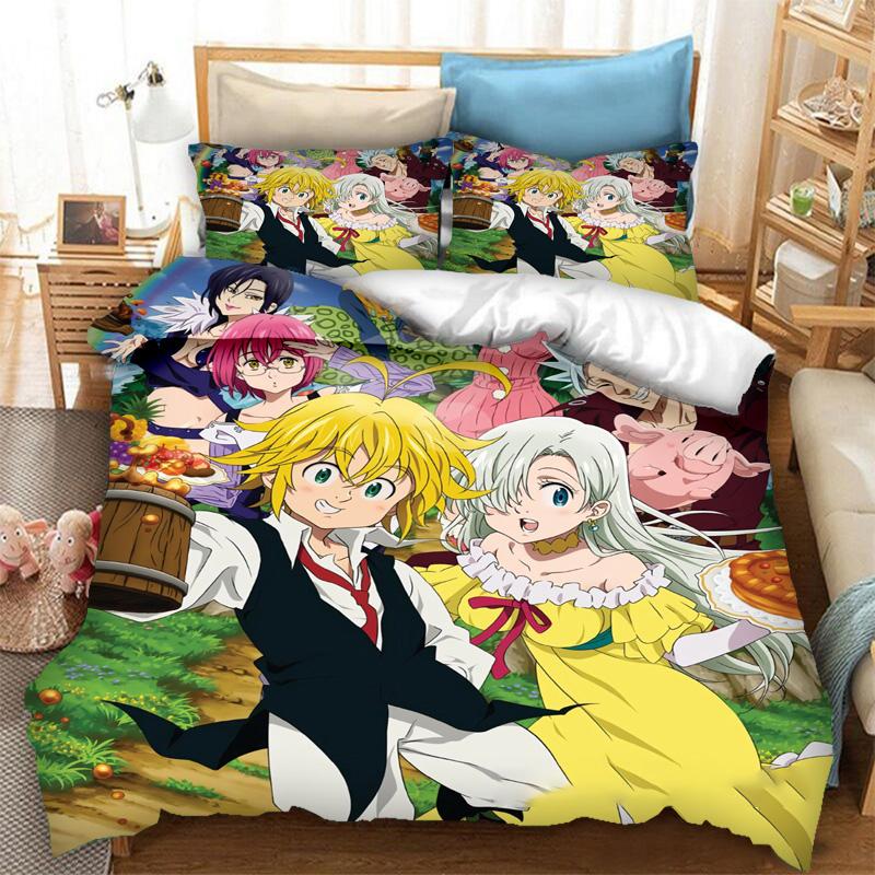 3D Print Anime The Seven Deadly Sins Bedding Set Boys Girls Twin Queen Size Duvet Cover Pillowcase Bed Kids Adult Home Textiles
