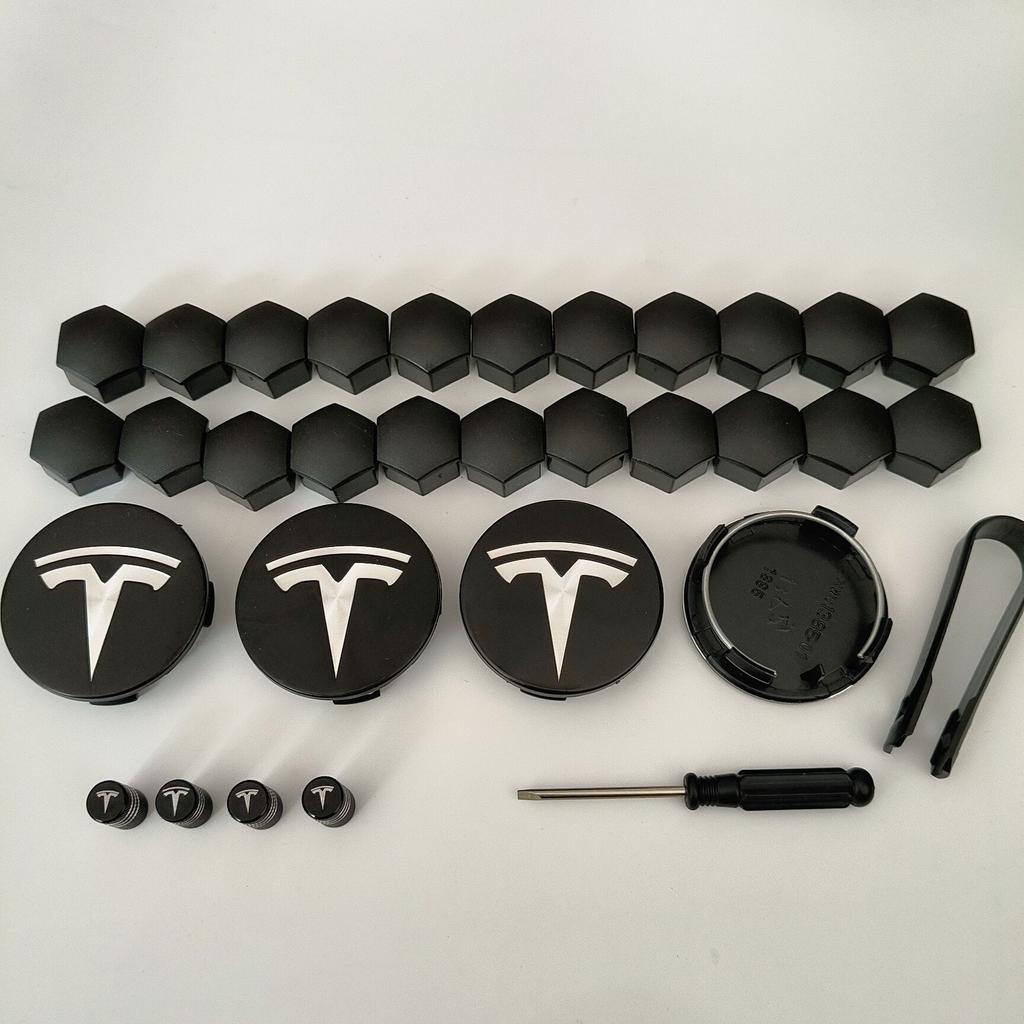 26PCS 30PCS Wheel Centerfor Tesla Model 3 Model Y 2025 Model Y Juniper Car Hub Decorative Caps Badge Lug Nut Protective Cover