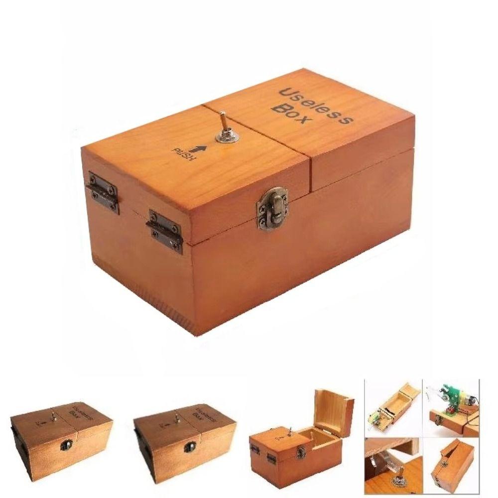 Desk Decoration Electronic Useless Box Wood Color Wooden Useless Box Adults and Children