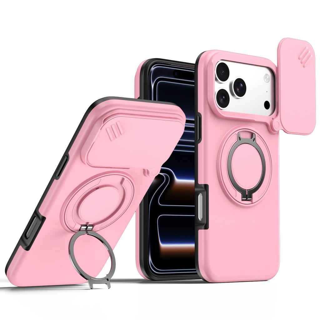 Бронированный чехол-слайдер с защитой объектива камеры для iPhone 13 14 15 16 Plus Air 17 Pro Max, металлическое кольцо-подставка, ТПУ-рама, пластиковая крышка