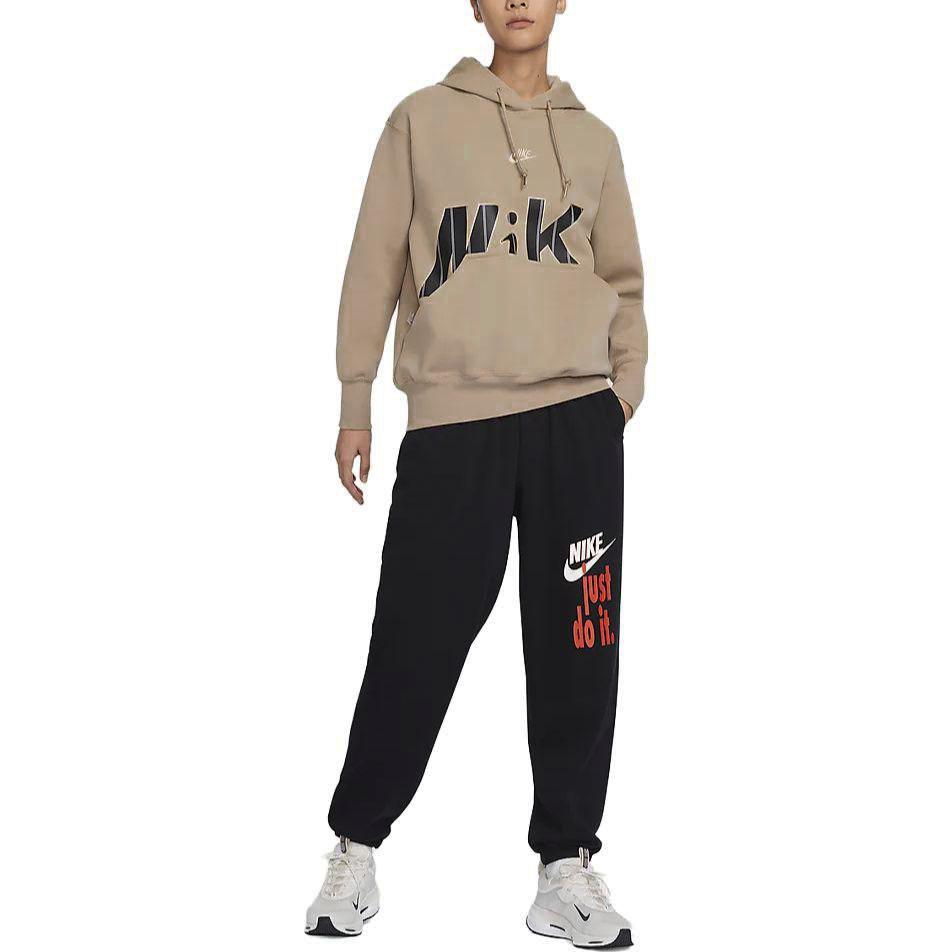 Nike Толстовки Женские Хаки С Капюшоном Средней Посадки Обычные FV3977-247