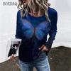 Butterfly Pattern 3D Print Women T-Shirts Long Sleeve Spring Autumn Streetwear Ladies Tees 6XL Plus Size Round-Neck Casual Tops