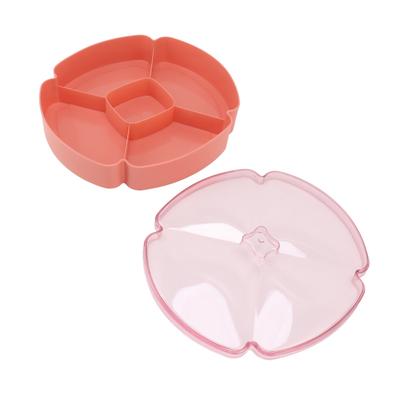 Поднос для закусок, круглая пластиковая тарелка с отделениями для фруктов, орехов и конфет, с 5 секциями для