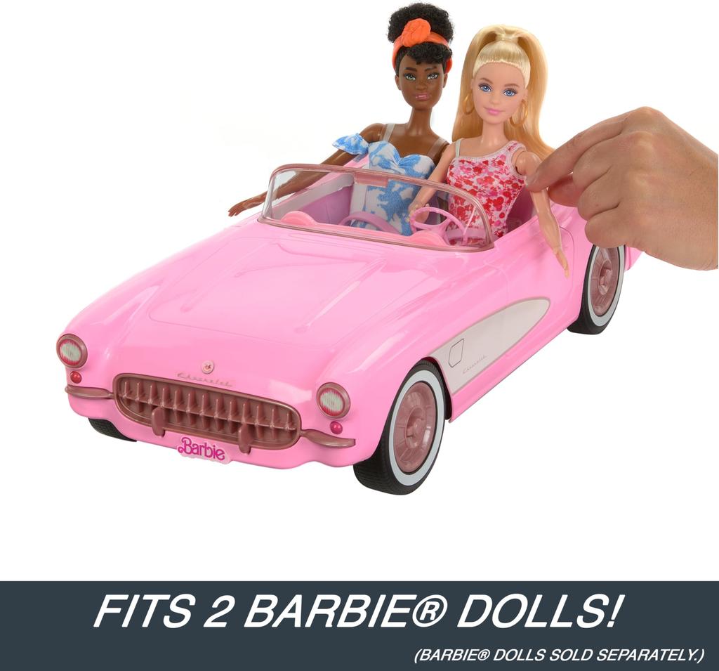 Hot Wheels RC Barbie Toy Car from Barbie The Holds 2 Barbie Trunk Opens for Storage Corvette, Battery-Operated Remote-Control Movie, Dolls,