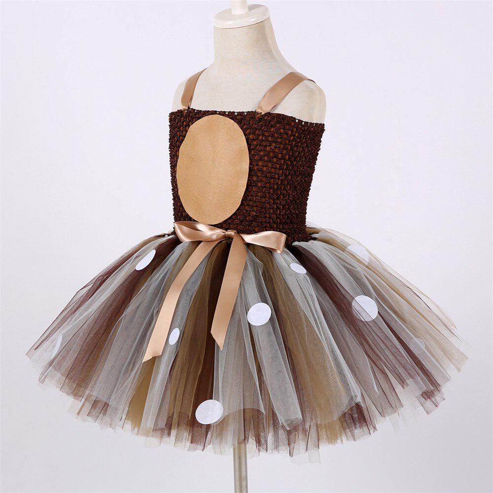 Костюм оленя для девочек, рождественское платье-пачка, нарядное платье с изображением лося и оленя на Хэллоуин, детская одежда для дня рождения для девочек