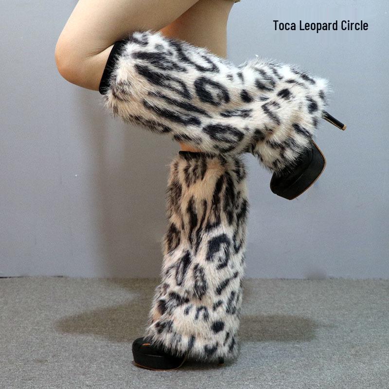 Леопардовый принт Искусственный мех Плюшевые гетры: Длинные и короткие стили для осени/зимы, идеально подходят для сценических выступлений и чехлов для ботинок.