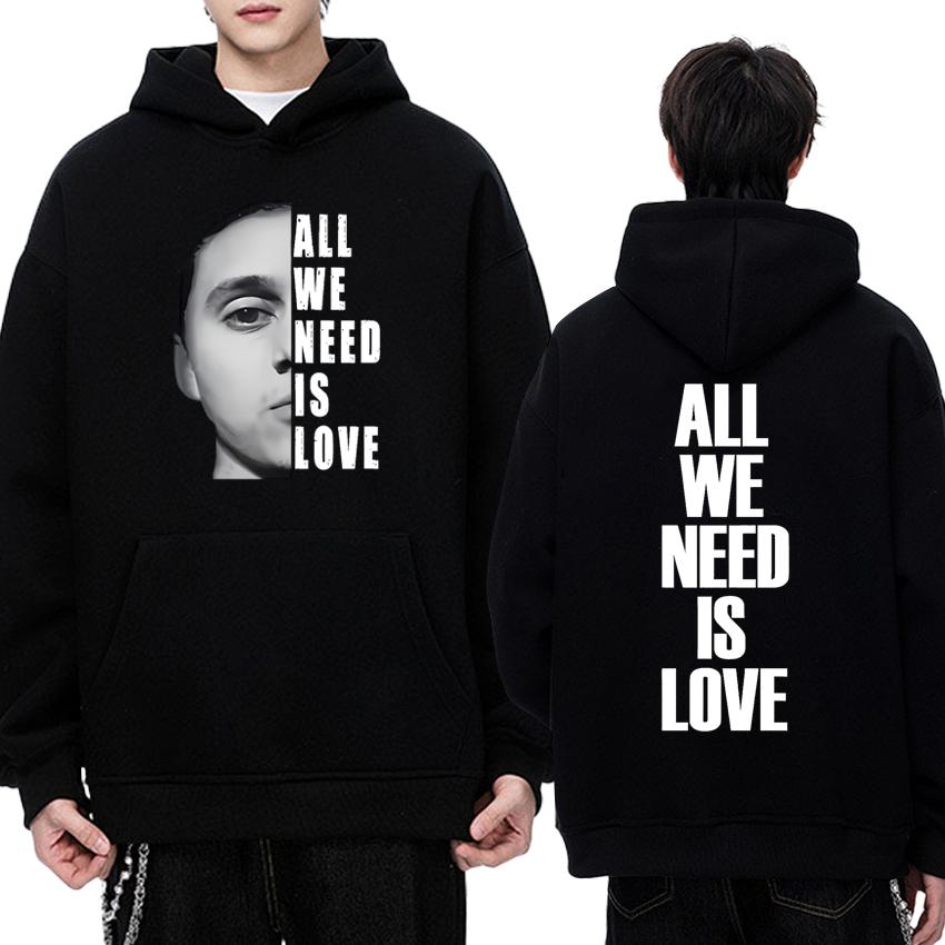 Худи с двусторонним принтом певца Canserbero "All We Need Is Love" Мужской женский хип-хоп панк стритвир Унисекс Флисовая толстовка