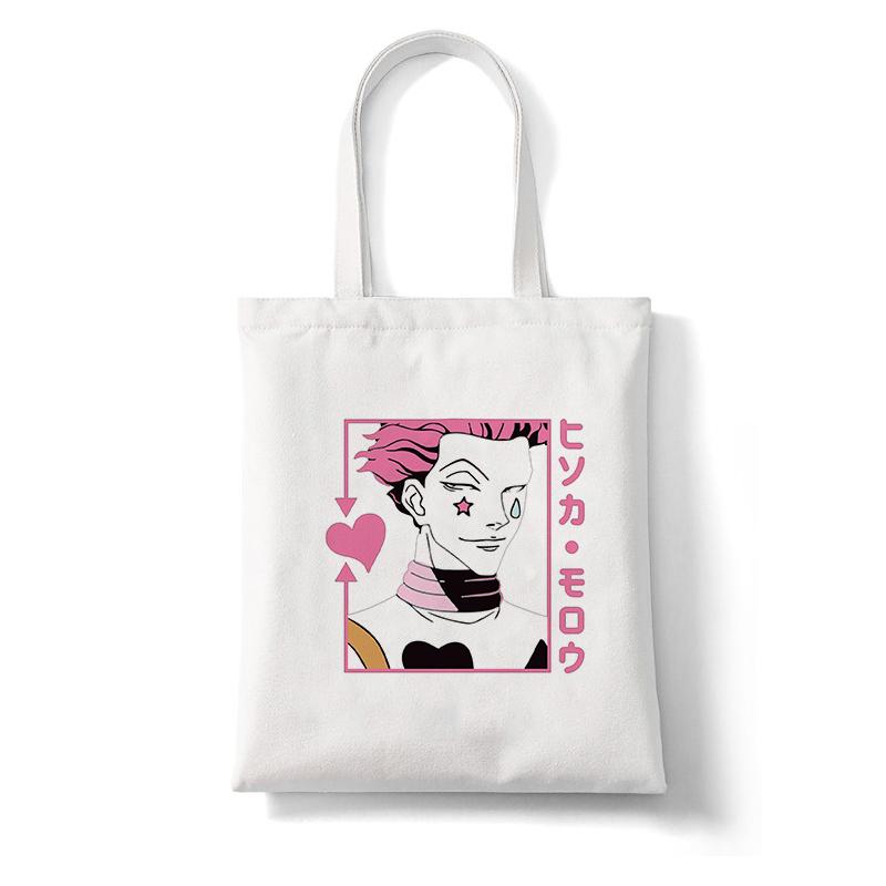 Anime Shopper Bag Hunter X Hunter Killua Zoldyck Shopping Bag Canvas Bag Tote Large Capacity Collapsible Handbags Shoulder Bag
