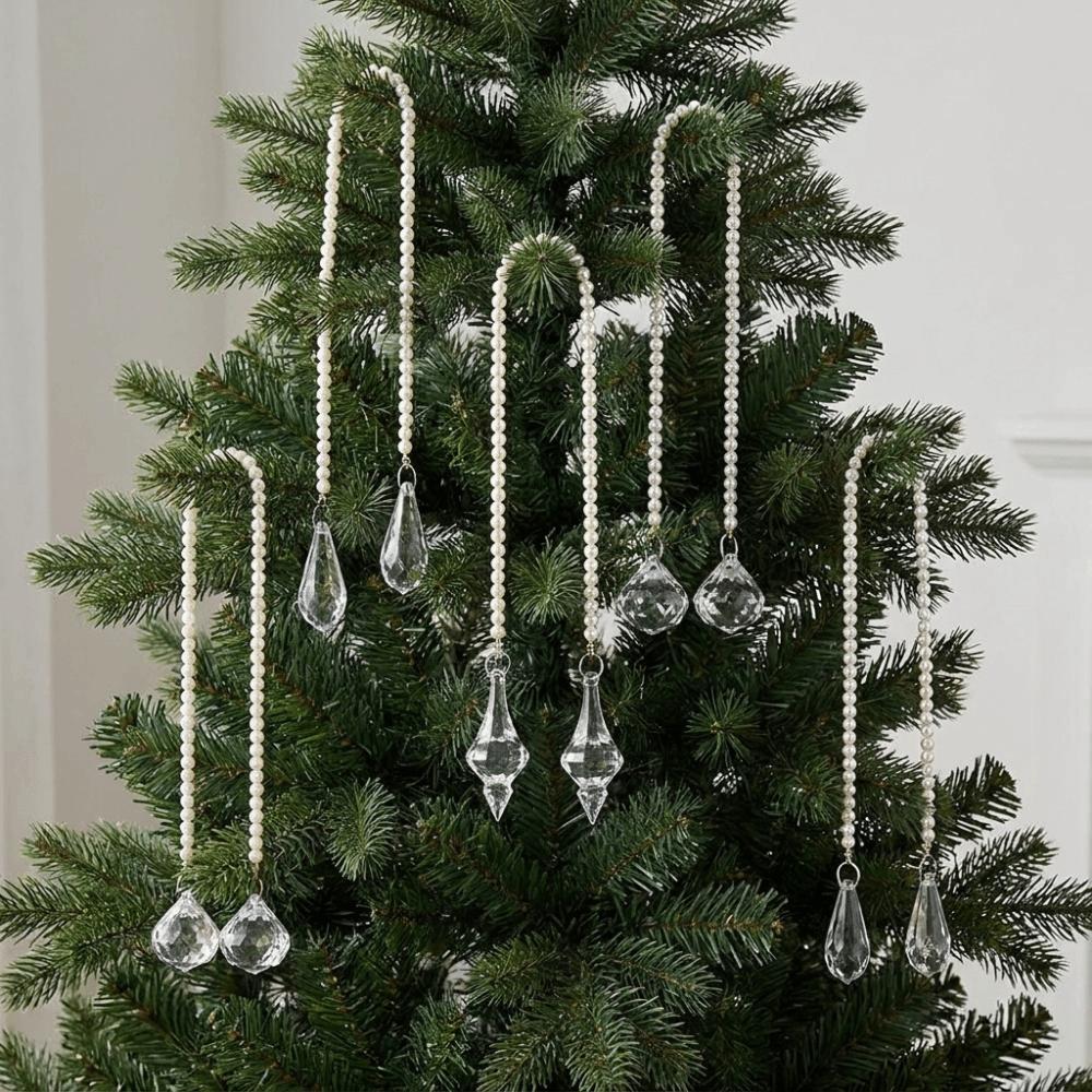 U Shaped Pearl Crystal Hanging Ornament Delicate Imitation Pearl Pendant for Holiday Party