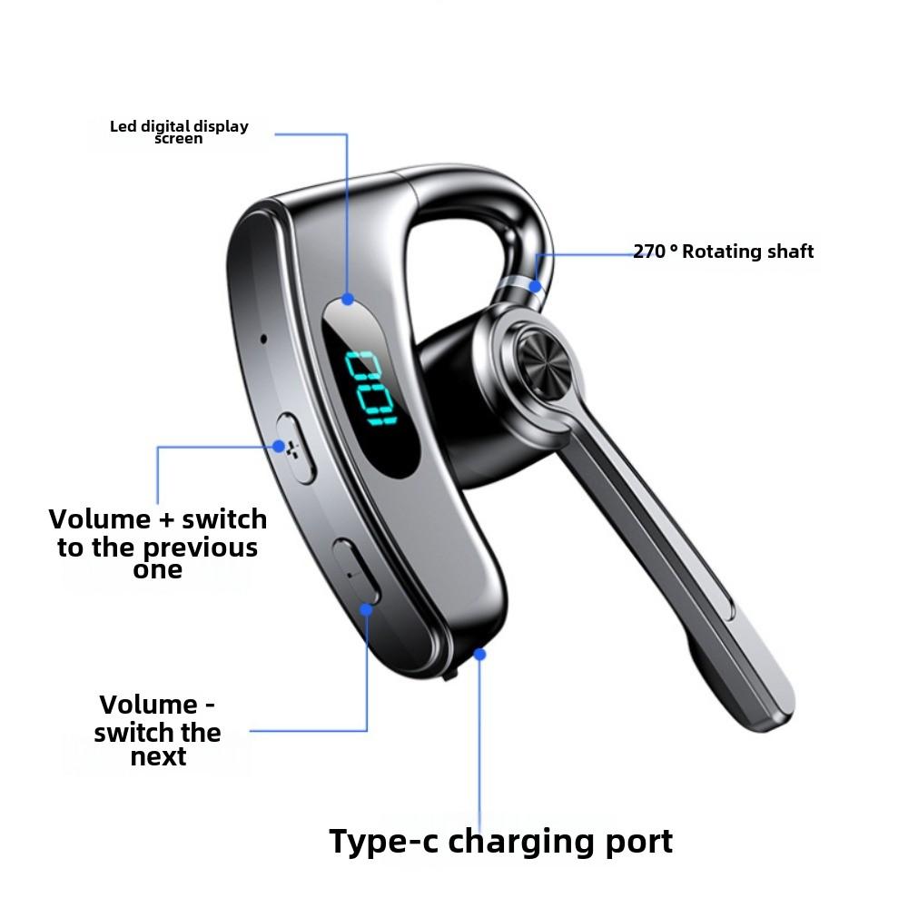 The New Wireless Bluetooth Headset Does Not Fit The Ear Hanging Sports Driving Dual-wheat Noise Reduction Ultra-long Endurance