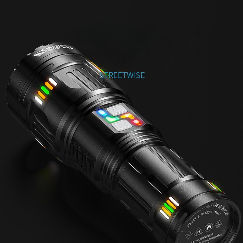 Переменный фокус, сверхдлительный срок службы, фонарик высокой яркости, сильный уличный свет, большая дальность действия, цветной ночник, фонарик из алюминиевого сплава