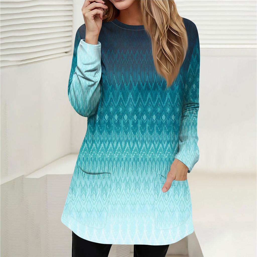 Women's Sweatshirt Pullover Active Sportswear Pocket Print Casual Round Neck Long Sleeve Top