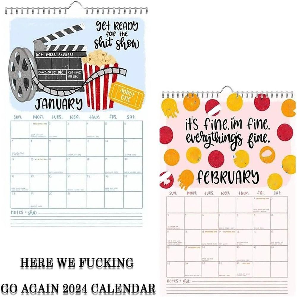 Ежемесячный календарь Here We Go Again 2025 Подвесной еженедельный органайзер Планировщик 2025 Настенный календарь Главная