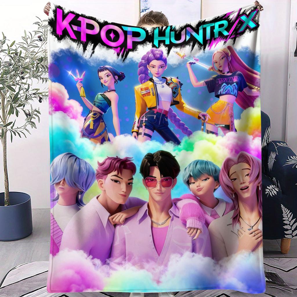 1 шт. Фланелевое одеяло K-pop Охотник на демонов Девочки Мальчики Плюшевое покрывало Новинка Теплое для дома Офиса Дневного сна Кемпинга Всесезонный Подарок