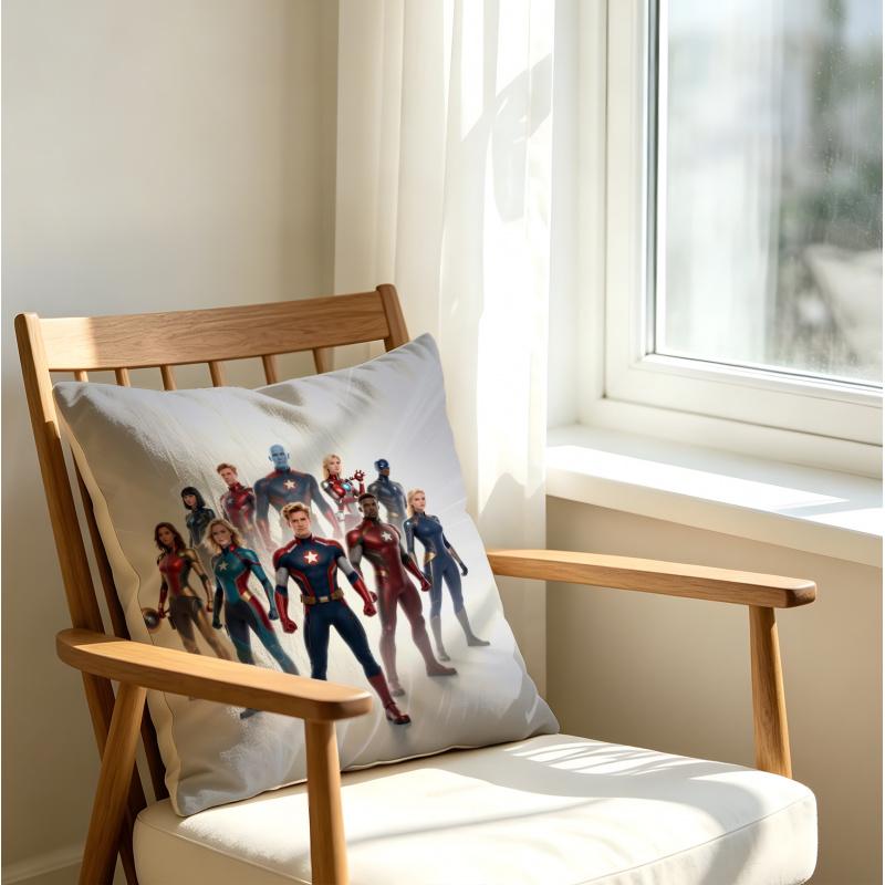 Throw Pillow Cushion Accent Pillow Includes Pillow Core 18.18 Inch Super Hero Team Print Soft Fabric For Sofa Bedroom Car