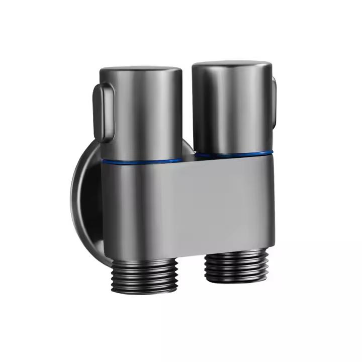 Stainless Steel Double Outlet Angle Valve High-pressure Wall-mounted Portable Bidet Toilet Spray Unit Set