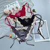 Crystal Bow Rhinestone Satin Panties Ice Silk Lace Briefs for Women Sweet Lace Tie Panties  Girl