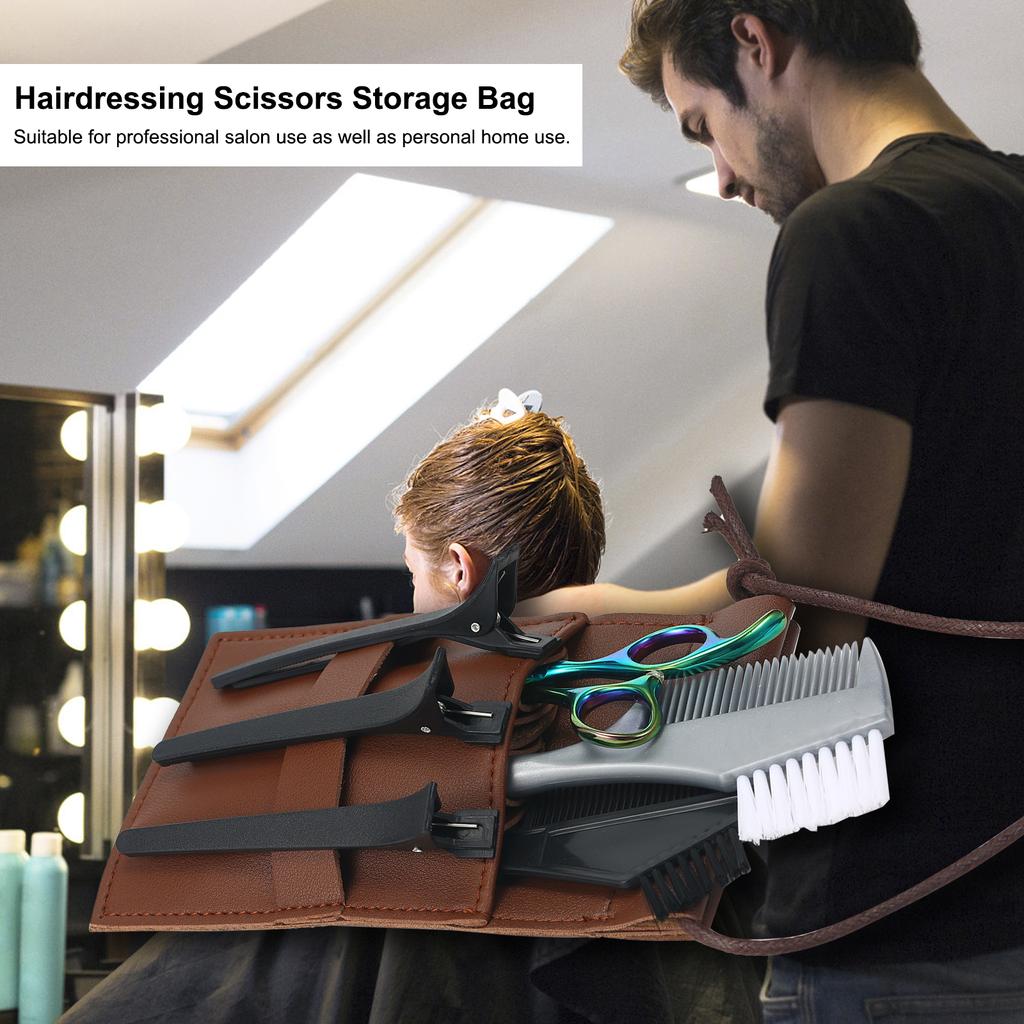 Сумка для хранения парикмахерских ножниц из ПУ кожи, карманный чехол для парикмахера, сумка для ножниц, регулируемая лямка, поясная сумка для волос