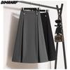 DIMANAF 2024 весна лето большие размеры женские юбки свободные эластичные талии оверсайз модные однотонные плиссированные длинные юбки трапециевидной формы