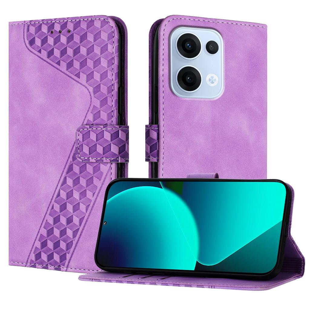 Для Oppo Reno13 5G (Глобальный) Кожаный чехол с 7-образным узором, кошелек-подставка, противоударный чехол для телефона